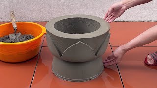 DIY Ideas Beautiful Flower Pots From Cement For Garden - Creation From Plastic And Cement Pots