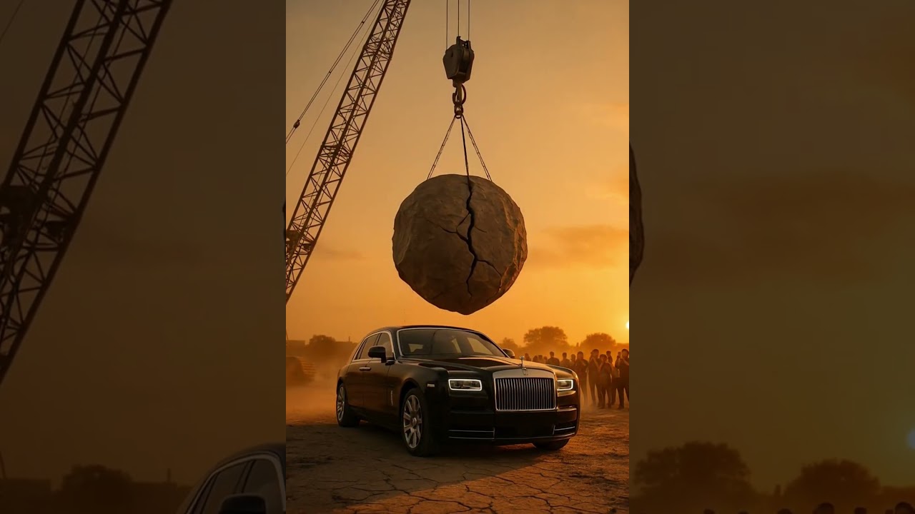 Luxury vs Gravity: Rolls Royce Survives Rock Impact! 