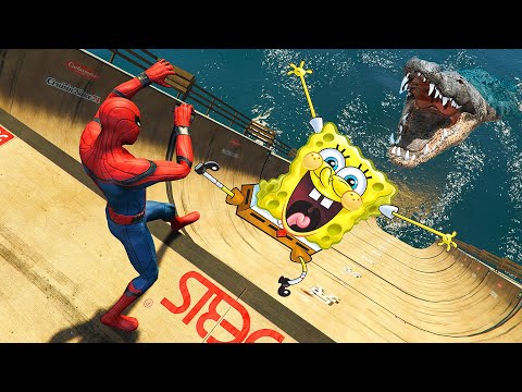 GTA 5 Spiderman vs SpongeBob Epic Ragdolls Ep.1 (Euphoria Physics)