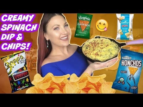 CHIPBANG CREAMY SPINACH DIP RECIPE EAT CHIPS WITH ME MUKBANG