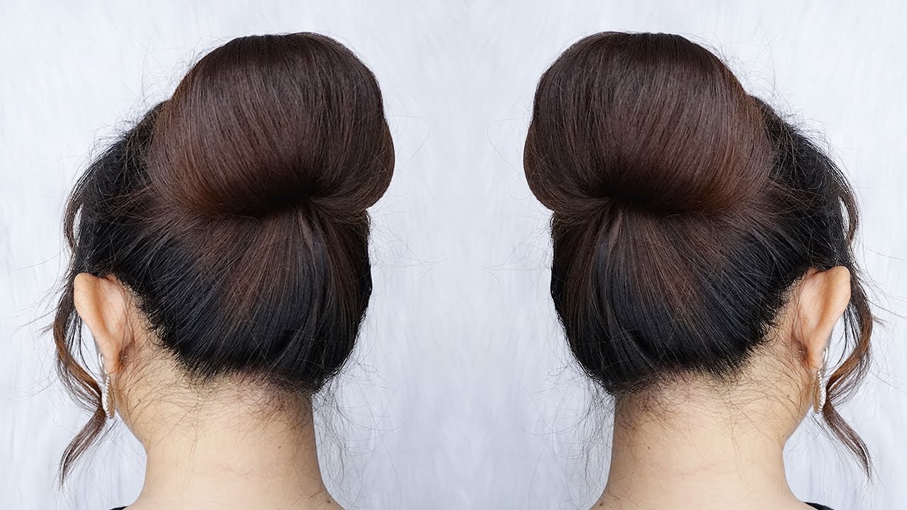 Easy Bun Hairstyle With Rubber Band Self Hairstyle For Wedding Guest