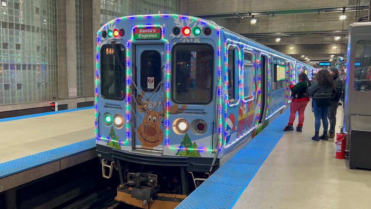 CTA Holiday Train Ride Blue Line From Damen To O’hare CTA 2600 Series