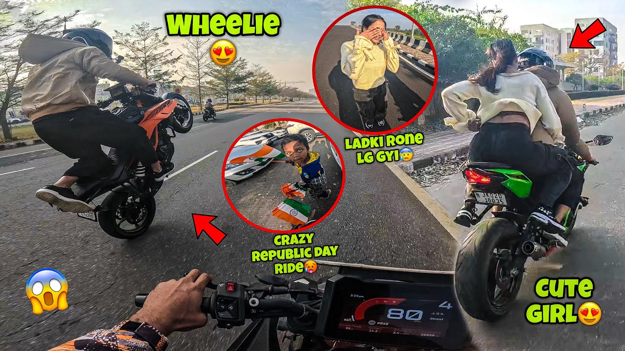 Crazy Republic Day Ride🥵With Jannu Stunts😱/Ladkii Rone lag gayee🥺/Wheelie😍