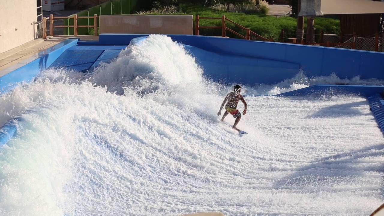 Pros on the Flowrider Barrel at Yas Waterworld Abu Dhabi Surf Machine ...