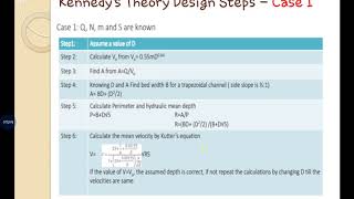 Canal Design- Kennedy's Theory By Prof. R S Kognole for Subject - Dams and Hydraulic Structures