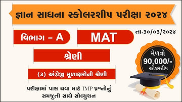 MAT | અંગ્રેજી મૂળાક્ષરોની શ્રેણી | જ્ઞાન સાધના સ્કોલરશીપ પરીક્ષા | gyan sadhana merit scholarship