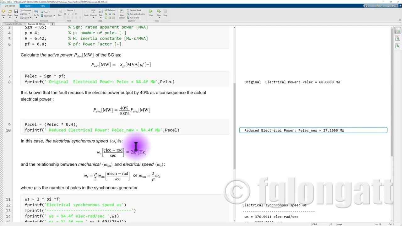 Created and solved power systems grid stability problems using matlab