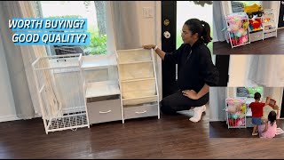 Kids Bookshelf and Toy Storage, Large 3 Tier Book Shelf for Kids Rooms, Sling Baby Bookcase with Stu