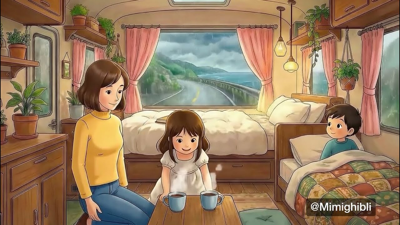 A Rainy Day in Our Mobile Home | Cozy Moments Together | Ghibli ASMR ...