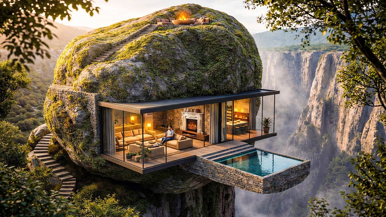 Building a House Under Giant Rock in The Rainforest (ASMR)