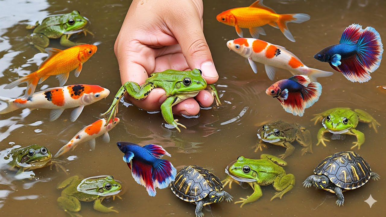 Catching Beautiful Koi, Bettas & Turtles By Hand