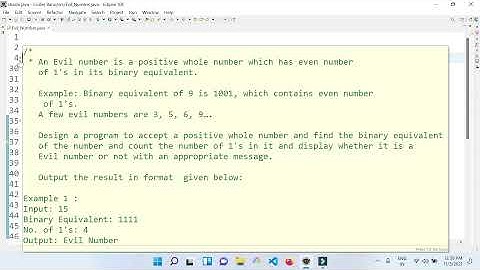 Evil Number in Java | Evil Number or Odious Numbers in Java