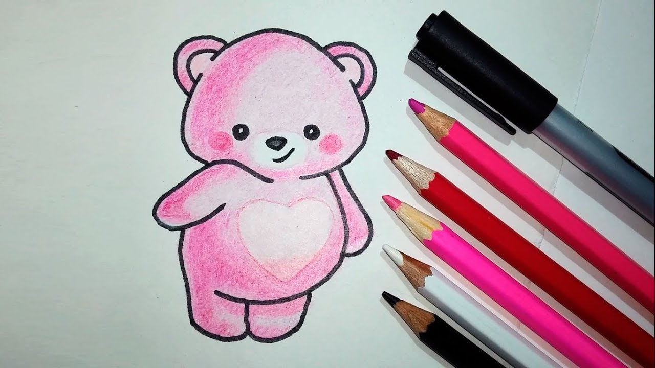 teddy bear colored pencil drawing cute animal illustration teddy bear drawing teddy drawing children illustration on teddy bear drawing with colour