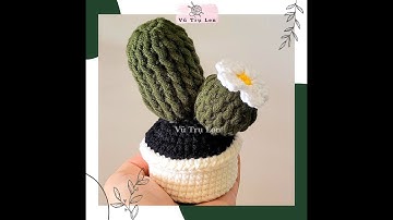 #26 Hướng dẫn cách làm chậu cây xương rồng bằng len - Cactus crochet