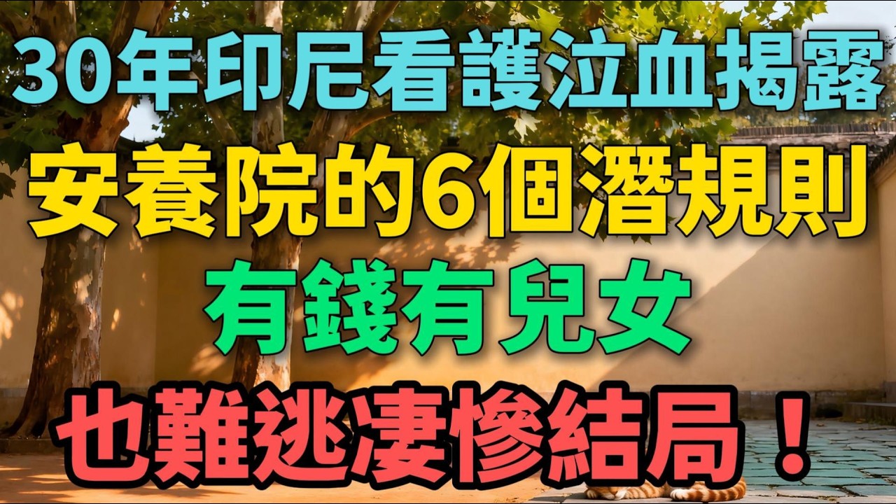 三十年印尼看護泣血揭露：安養院的6個潛規則，有錢有兒女也難逃淒慘結局！【晚晴拾光】#晚年生活 #安養院 #養老 #人性 #情感故事 #生活經驗 #家庭關系 #銀發族