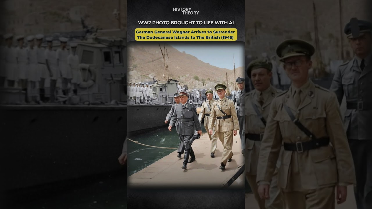 Ожившая фотография времён Второй мировой войны: немецкий генерал Отто Вагенер сдаёт острова Додек...