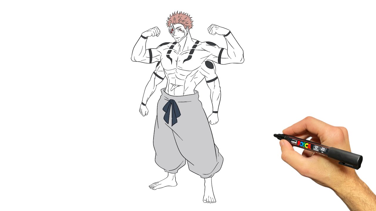 How to draw Sukuna True Form (Full Body) | Step by Step JJK Drawing Tutorial