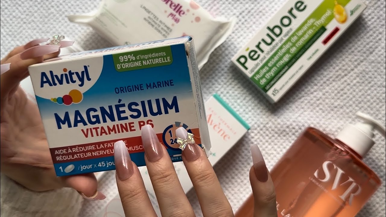 ASMR Tapping on random products from the French Pharmacy💕 clicky whispers, La Roche-Posay and more