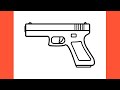 How to draw a pistol easy  drawing glock 17 gun step by step
