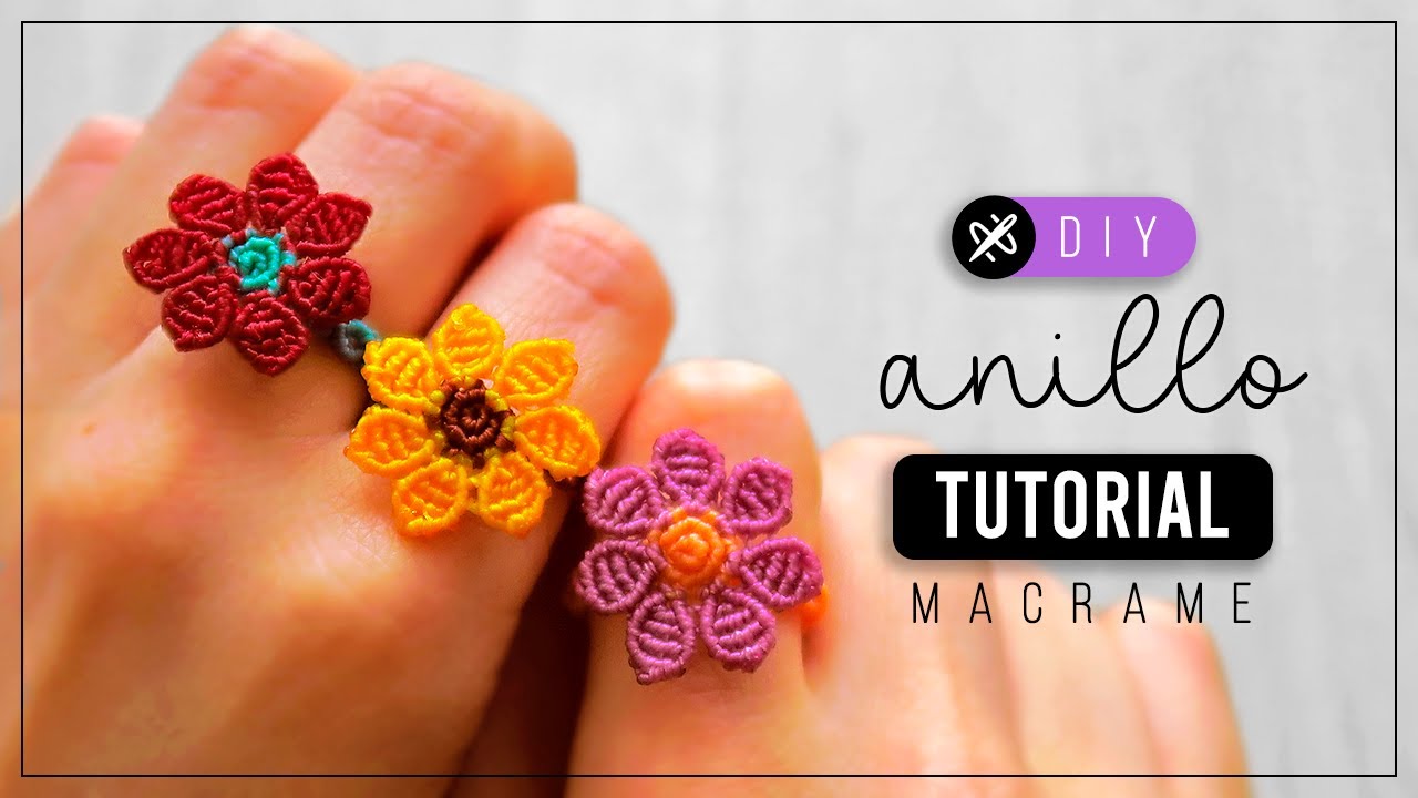 Anillo flor » 🌼 como hacer anillo de hilo | diy tutorial ● macrame ring 293