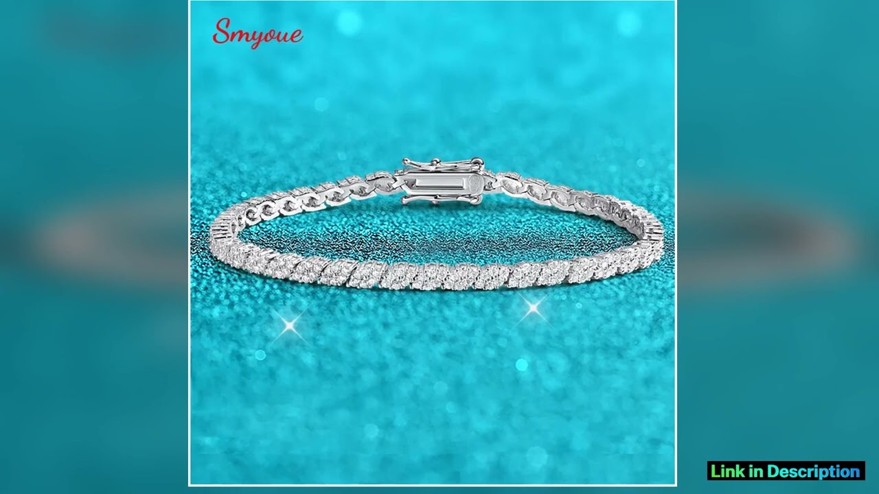 Smyoue 18K Plated All Moissanite Tennis Bracelet for Women Lab Created Diamond Chain 925 Sterling S