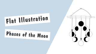 How to Create Flat Illustration Using the Ellipse Tool - Phase of the Moon -  Illustrator Tutorial