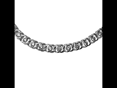 Срібний браслет Бісмарк з білими фіанітами, 925 проба, 4 мм, 16-20 см, відео 1