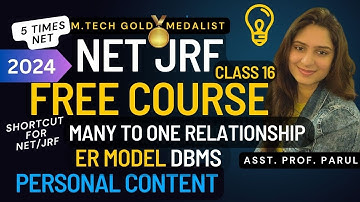 Many to One Relationship | ER Model in Hindi | CLASS 16 | NET JRF FREE COURSE