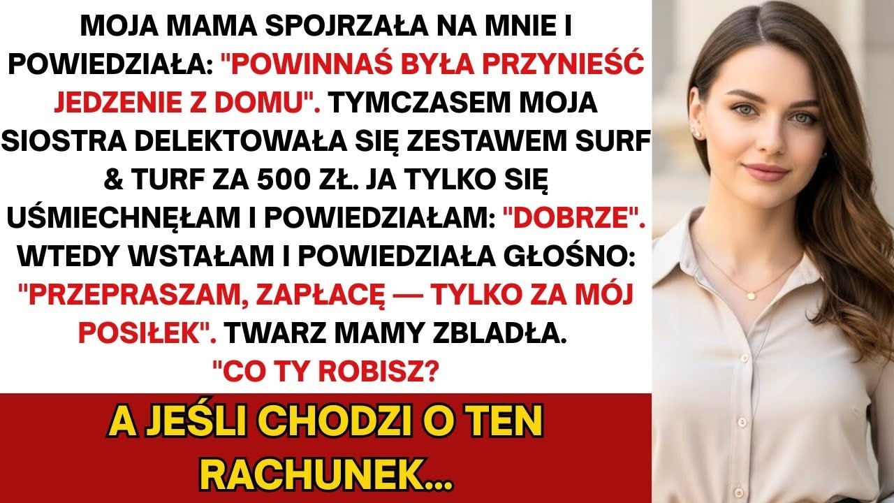 Na rodzinnej kolacji mama nie zamówiła mi nic, ale siostra zamówiła surf & turf za 120 tys. zł!...