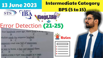 IBA BPS 5 to 15 solved|| 13 June 2023|| intermediate Category| STS|| IBA| 5 to 15|| Error Detection