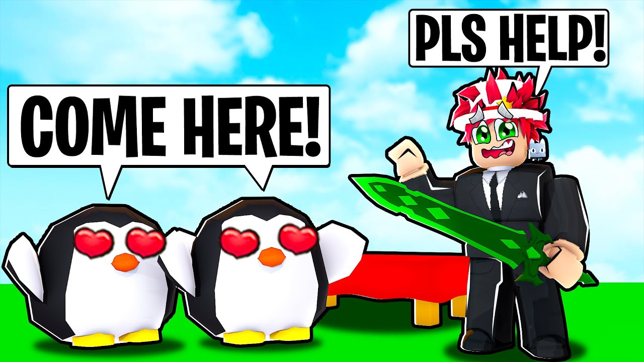 Penguins try to KISS ME in BEDWARS!