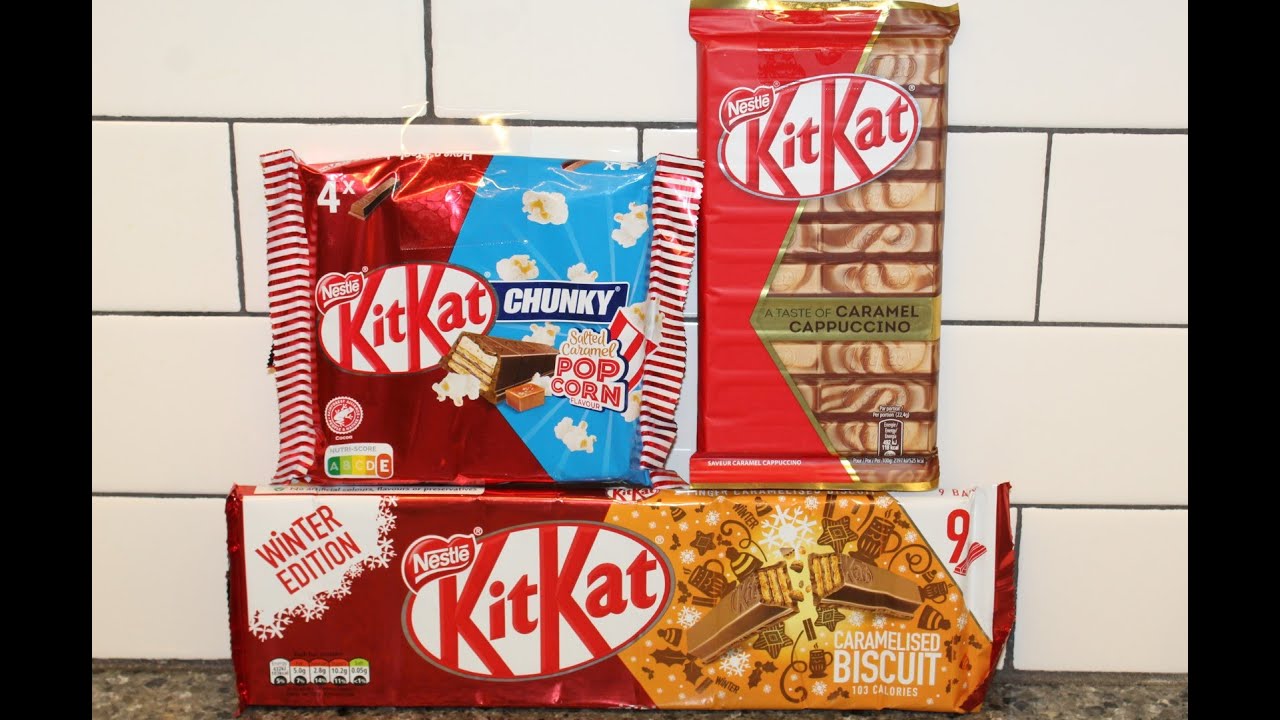 Nestle Kit Kat Chunky Salted Caramel Popcorn, Caramel Cappuccino