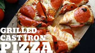 How to grill a pizza in a cast iron skillet.