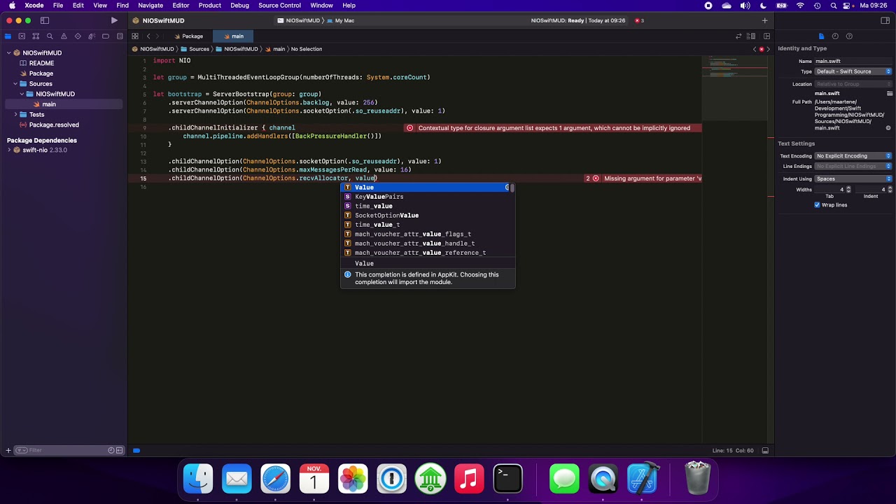 New Update Swift NIO MUD tutorial - EP 01 - The Echo Server