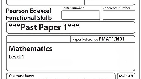 Functional Skills Maths L1 Past Paper 1 Pearson Edexcel