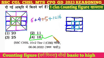 Reasoning-  Square Counting figure(वर्ग गिनना) SSC CGL CHSL MTS CPO GD 2023 |#sscreasoningclasses