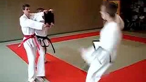 Jump side kick board break