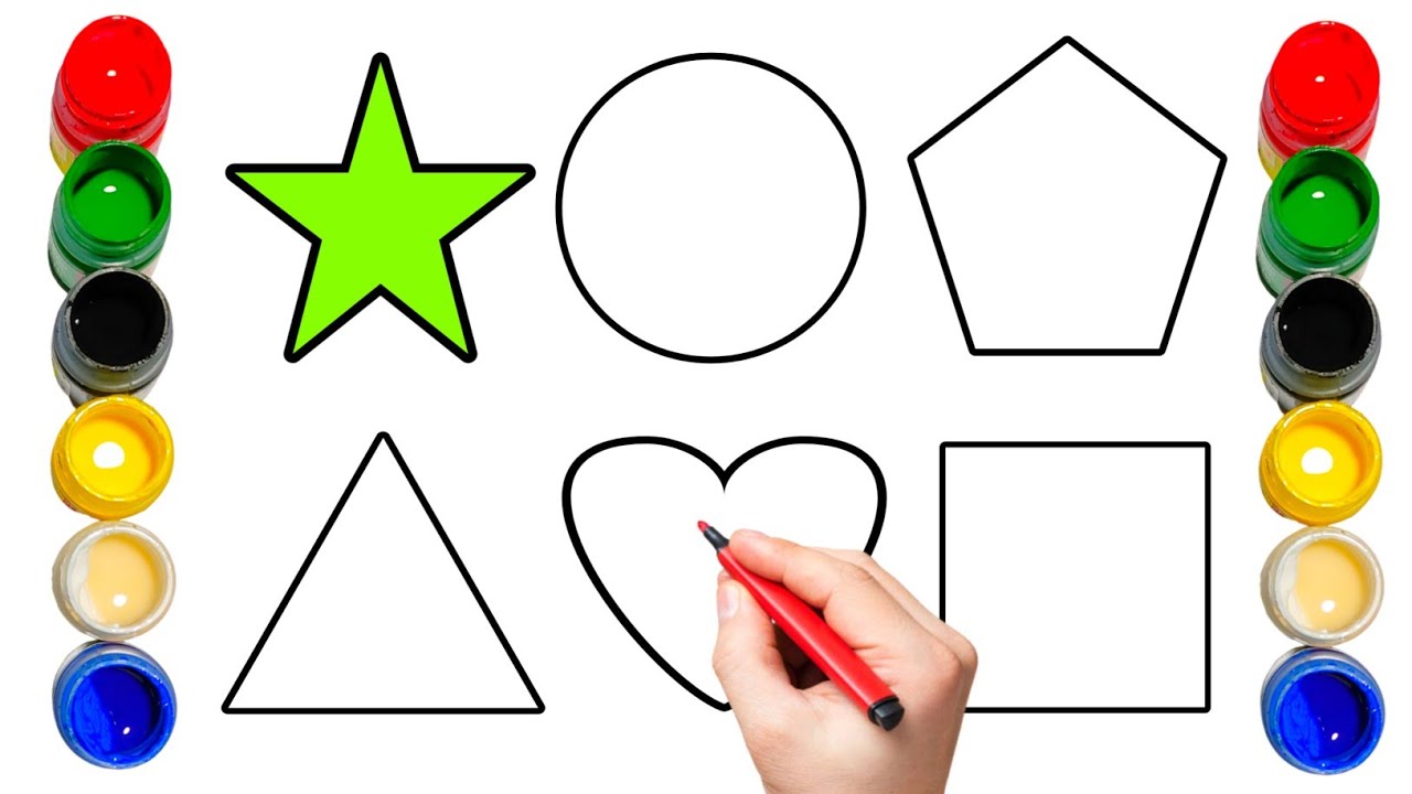 2d shape name learn colour and kids video heart, triangle, squre, pentagon part 10