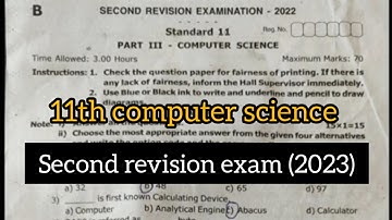 11th std computer science second revision exam question paper 2023