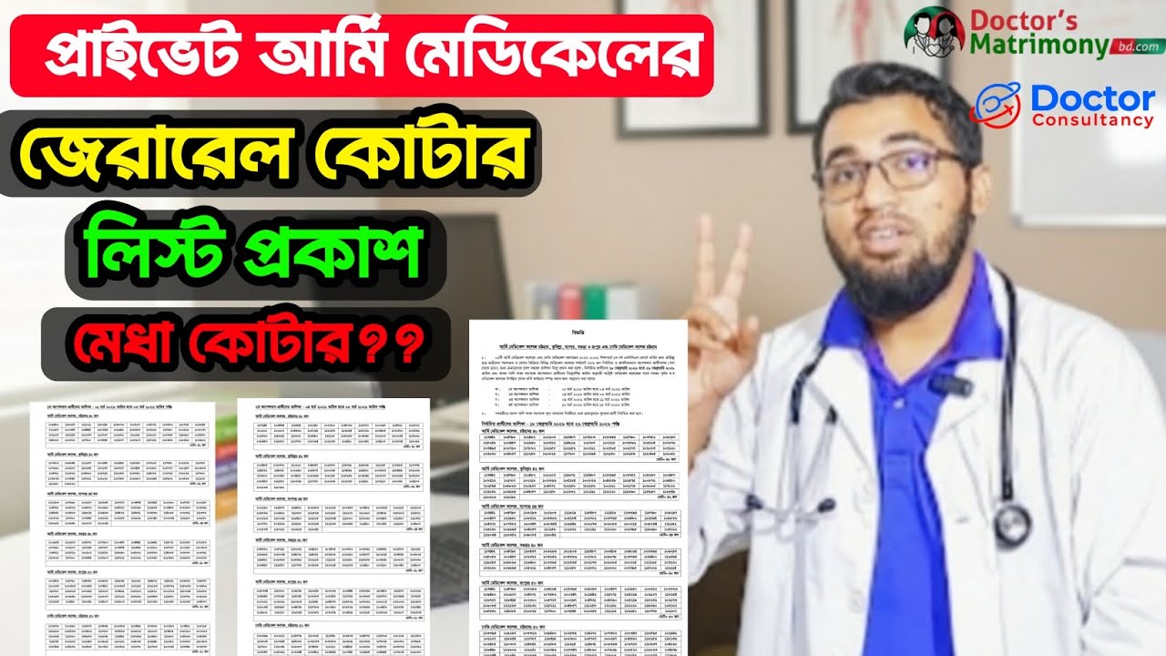 আর্মি মেডিকেলের জেনারেল কোটার রেজাল্ট প্রকাশ||AMC||নেভি মেডিকেল কলেজ||Army Medical College||