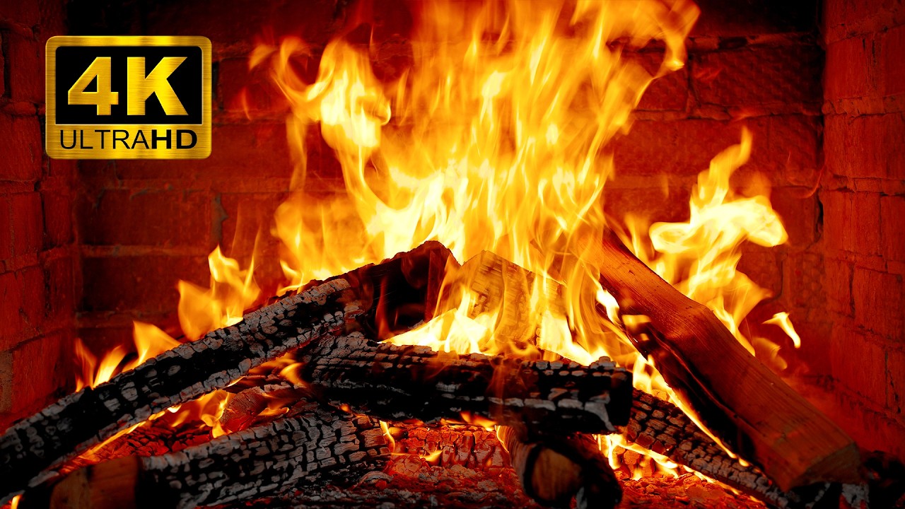 🔥 Уютный камин с потрескивающими дровами • Теплая атмосфера для СНА и расслабляющий огонь.