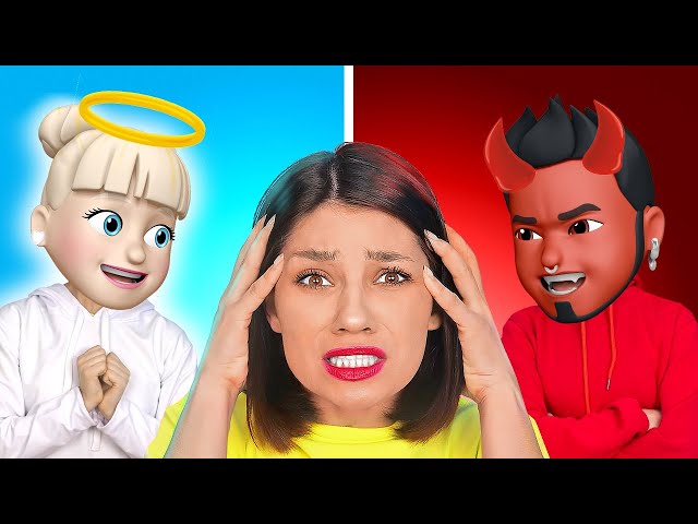 ANGEL VS DEMON CONTROL ME || Emoji Characters in Real Life! Good and Evil Rule by 123 GO! SCHOOL class=