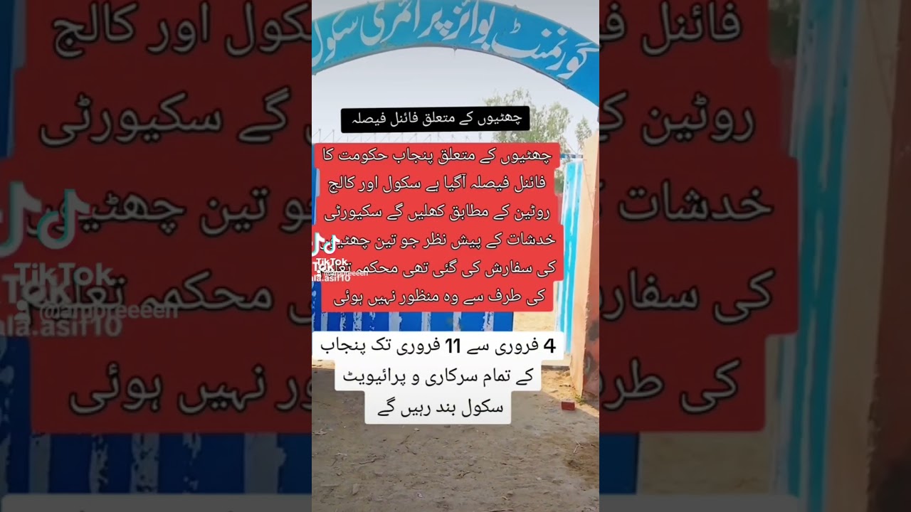 Final decision of Punjab government for holidays on security risk