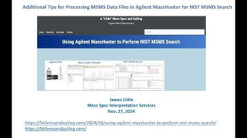 Additional Tips for Processing MSMS Data Files in Agilent MassHunter for NIST MSMS Search