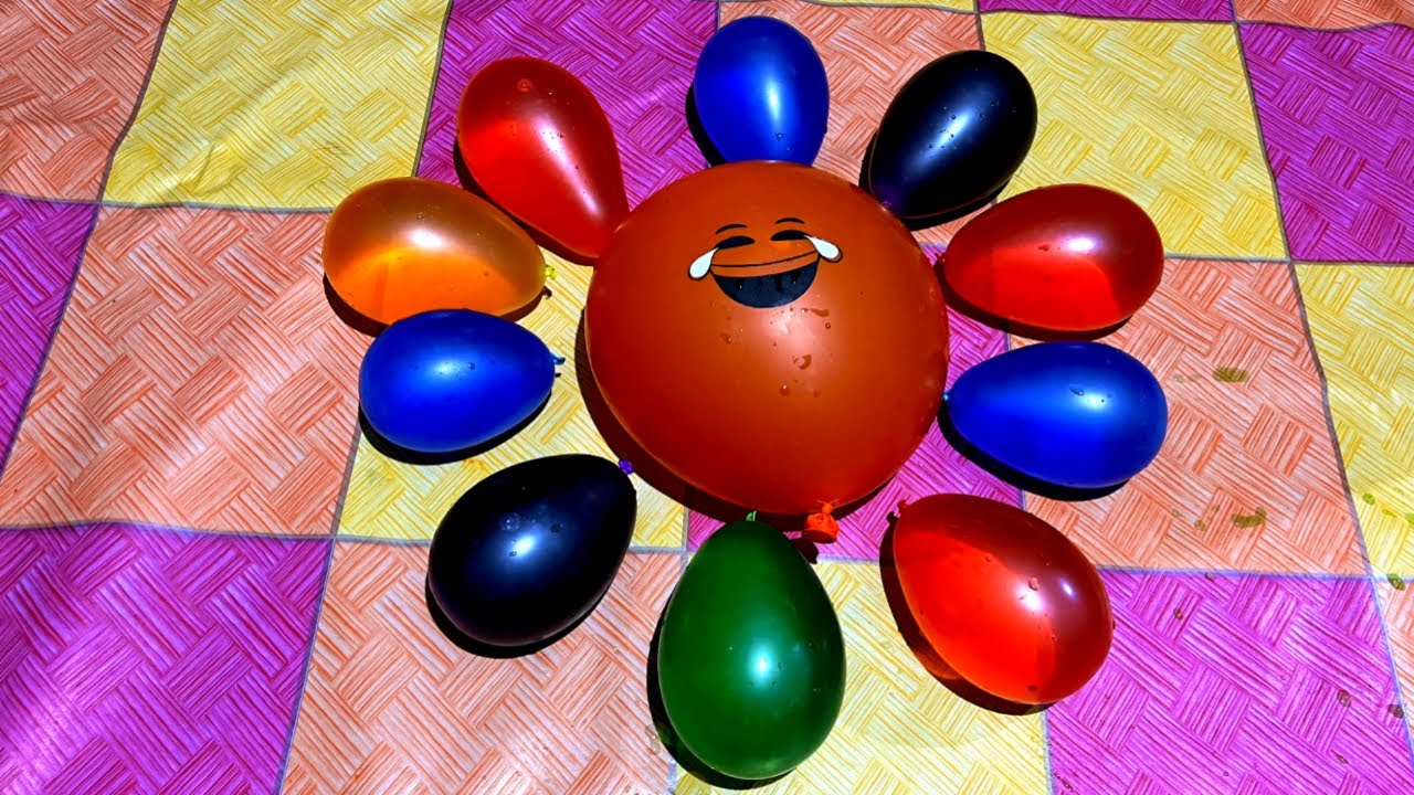 ASMR Beautiful Smile Balloon and Water Colorful of Mini Rainbow Balloons Pop Reverse Satisfying