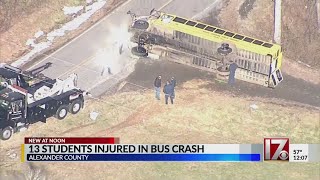 NC school bus rolls over, injures 13 students plus driver