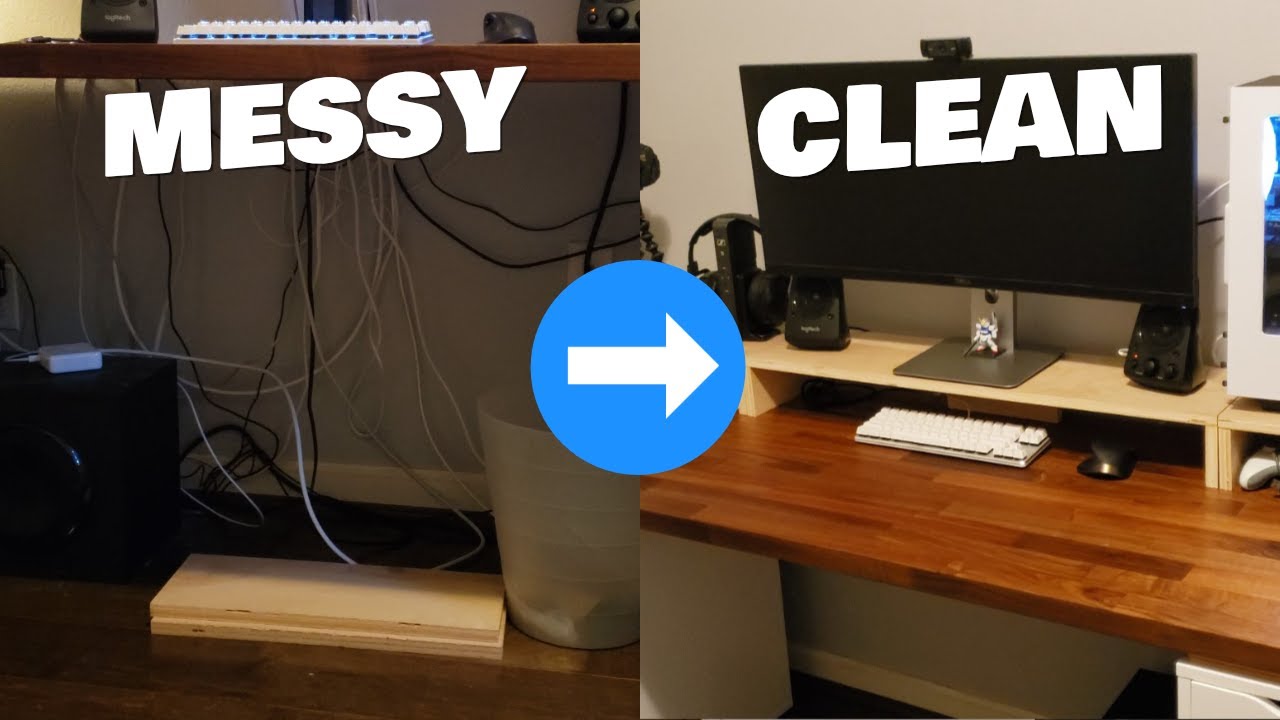 How to clean up your desk: cable management - YouTube