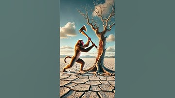 The monkey and his babybuild a treehouse and anelephant comes and destroysit 😭 #ai​ #monkey​#shorts