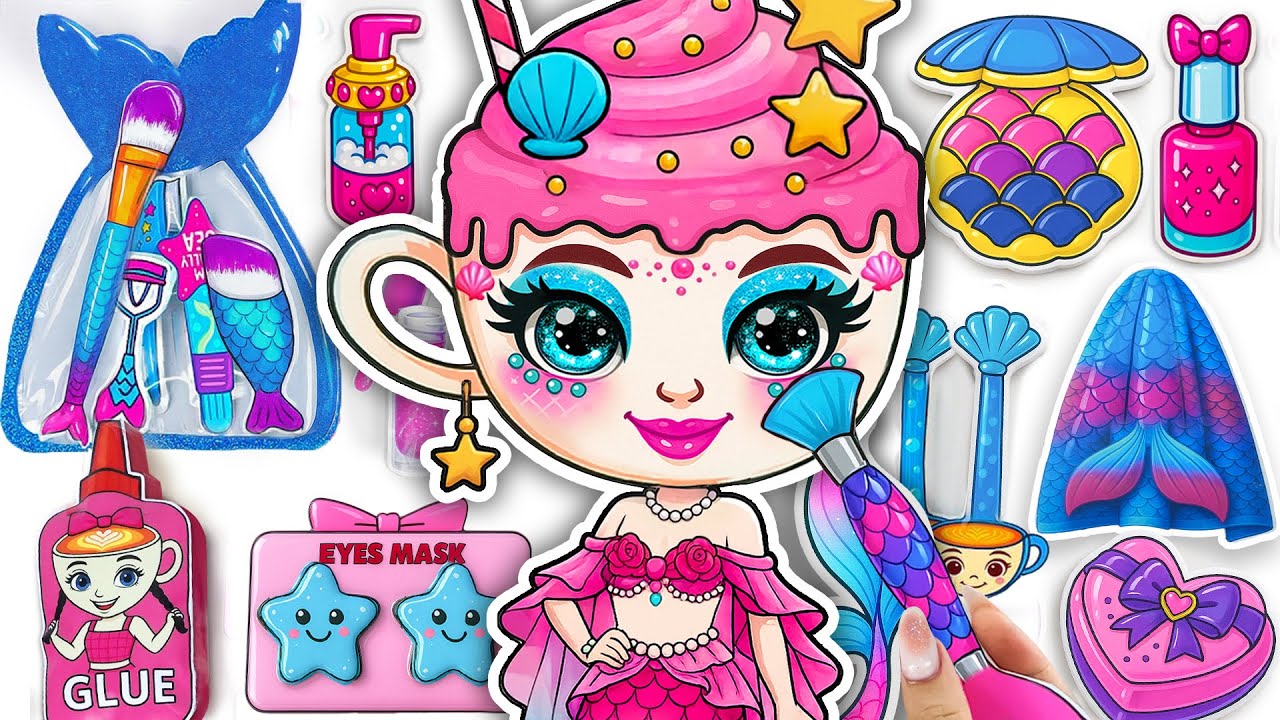 🎀Paper DIY🎀BALLERINA CAPPUCCINA Mermaid Box 🧜‍♀️💄Makeup + Dress Up 🩰 ASMR Unboxing | Hana Paper