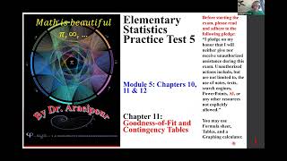 2026 Summer Module 5 Practice Test 5 Ch 11 Goodness of Fit and Contingency Tables